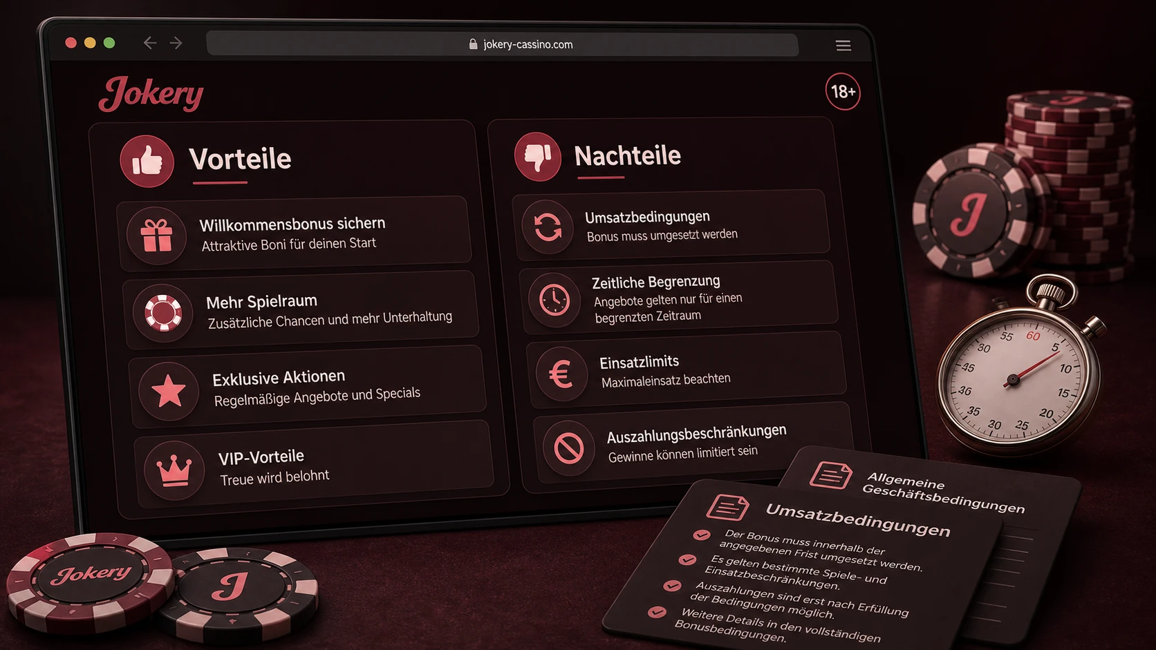 Vor- und Nachteile des Jokery Casino Bonus