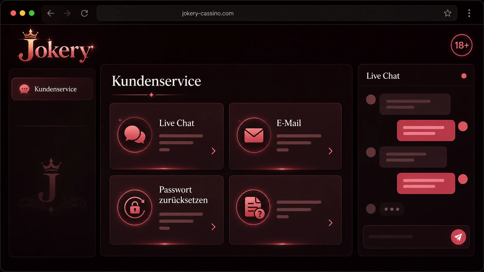 Jokery Casino Kundenservice bei Login-Problemen